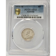 AUSTRALIA 1918 . SIXPENCE . PCGS AU53 AUSTRALIA 1918 . SIXPENCE . PCGS AU53